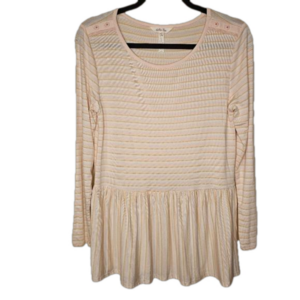 Matilda Jane Peplum long sleeve striped pink and white top Size Small
